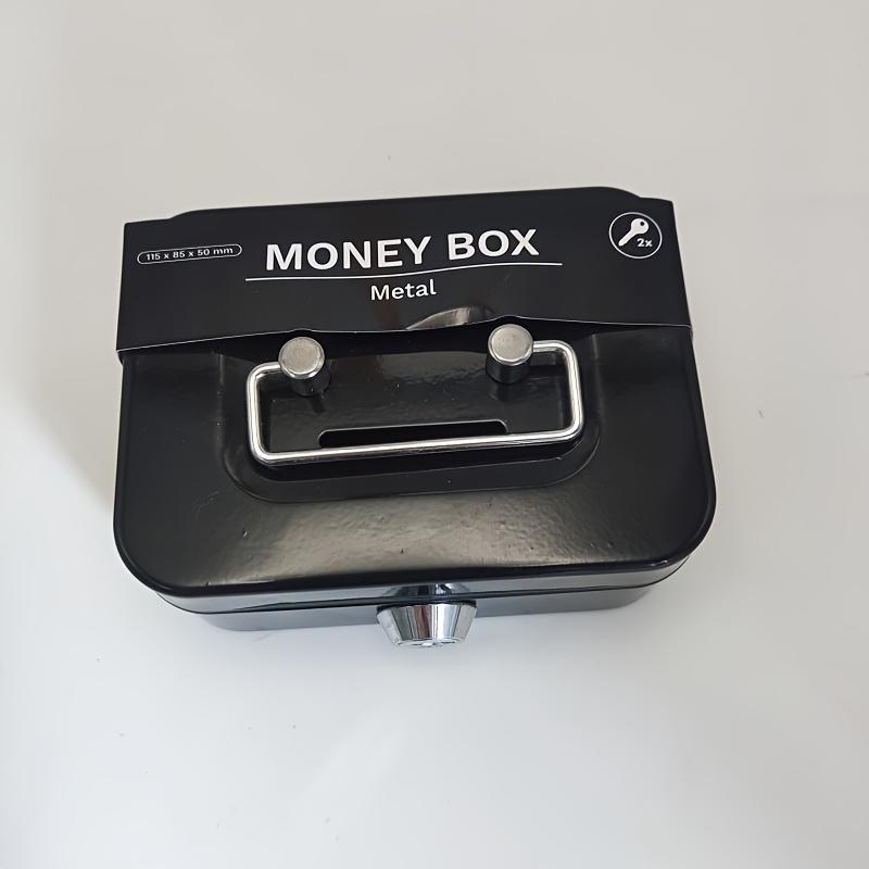 Metal Key Lock Safe Storage Box, Home Office Coin Cash Box, Receipt Deposit Organizer, Secure Money Chest