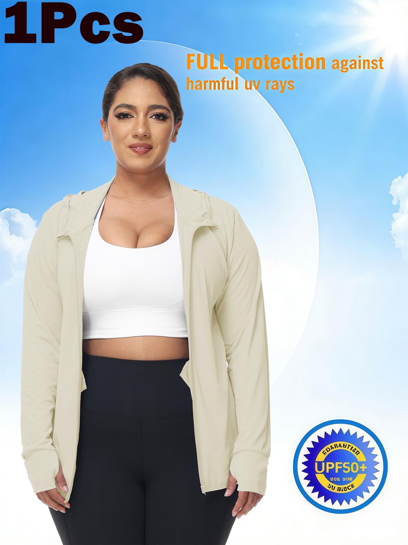 Summer Women's Upf50+ Ice Silk Sun Protection Jacket, Loose Fit Hooded Breathable UV Blocking, Running Yoga Outdoor Cycling Sport Coat, Workout Yoga Jacket, Sports Outerwear