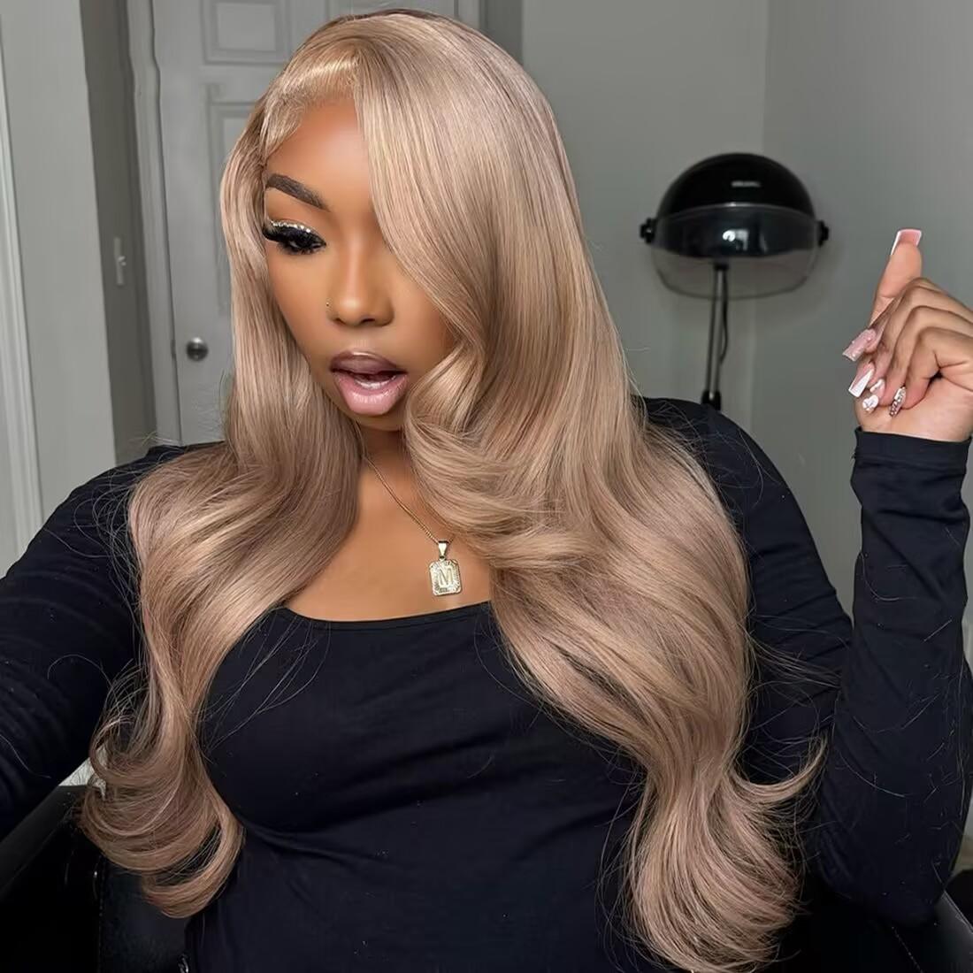 13x6 Ombre Ash Blonde Wigs Human Hair 200% Density Ash Blonde Body Wave Lace Front Wigs for Women Milk Tea Blonde Colored Human Hair Wigs Pre Plucked SpringStatements