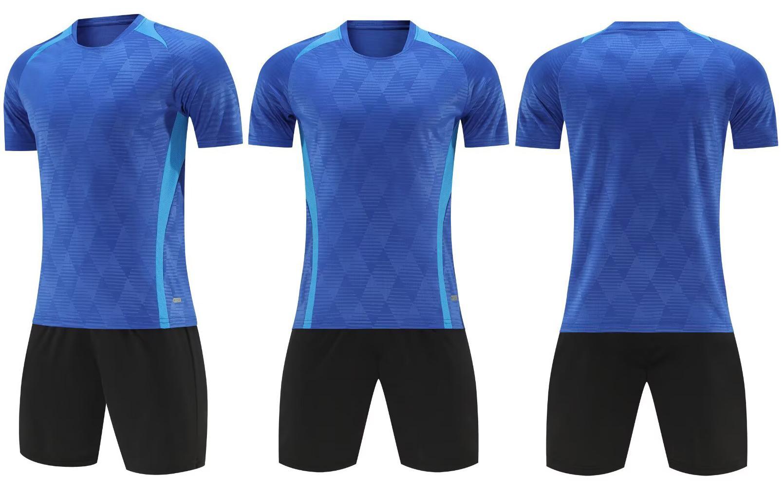 Wholesale Player-Version Men's Short Sleeve Soccer Jersey Set - Customizable Logo, Purple/Blue/Pink, Shirt+Shorts, Multi-Size (2XS/2XL/3XL/4XL), 175-180cm Height, Team Play Uniforms