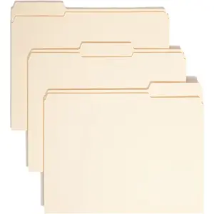File Folders Letter Size, Reinforced 1/3-Cut Tab, Assorted Positions, Manila Folders 8.5 x 11, 100 per Box (10334)