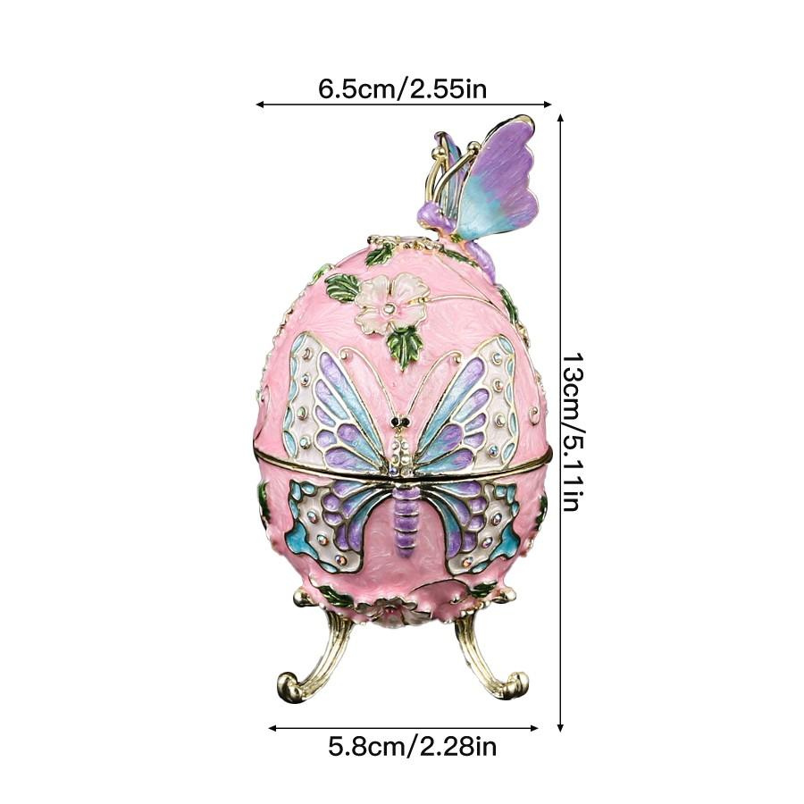 Charming Egg-Shaped Butterfly Jewelry Box, Elegant Metal Treasure Chest, Ideal for Souvenirs and Decor, Perfect Holiday Gift