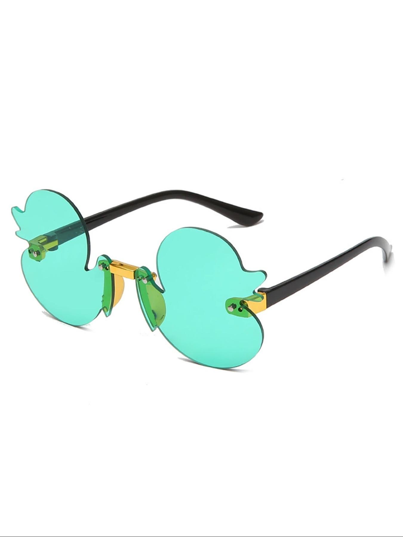 Frameless Duck Sun Glasses, Cute Cartoon Design, UV Protection, Decorative Lenses, All-Season Wear, PC Material, Non-Color Changing