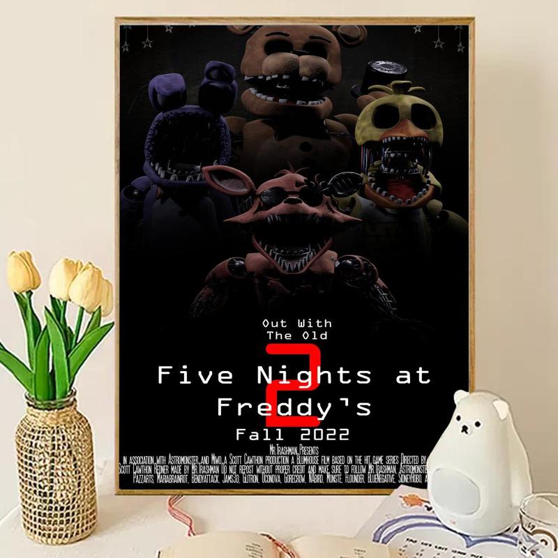 Five N-nights at Freddy's Poster Sticky Wall Art Printing Waterproof Modern Aesthetic Home Living Bedroom Decor Trendy Room Decoration Gift Durable High Quality