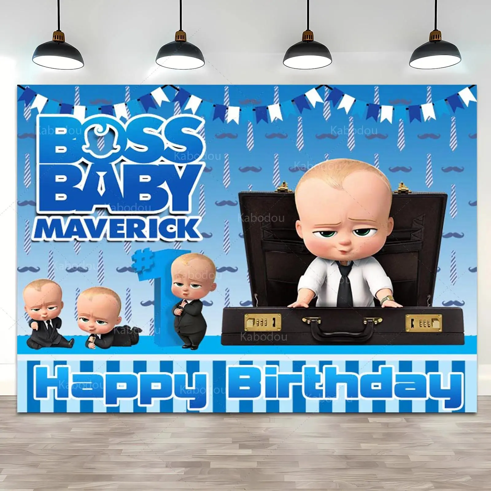 Boss Baby Party Backdrop, 1st Birthday Photography Background for Little Boys, Balloon Decor Banner Prop (Festive & Party Supplies)