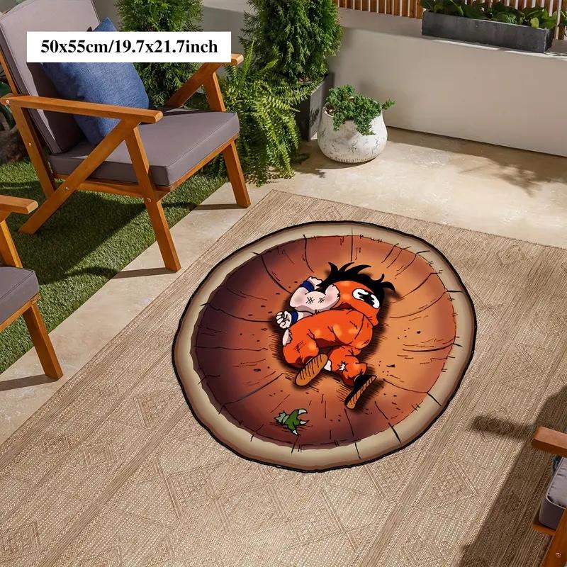 Fashion Anime Character Carpet, Cool Street Style Round Rug, Durable No Fuzz Fabric, Suitable for Living Room Bedroom Closet