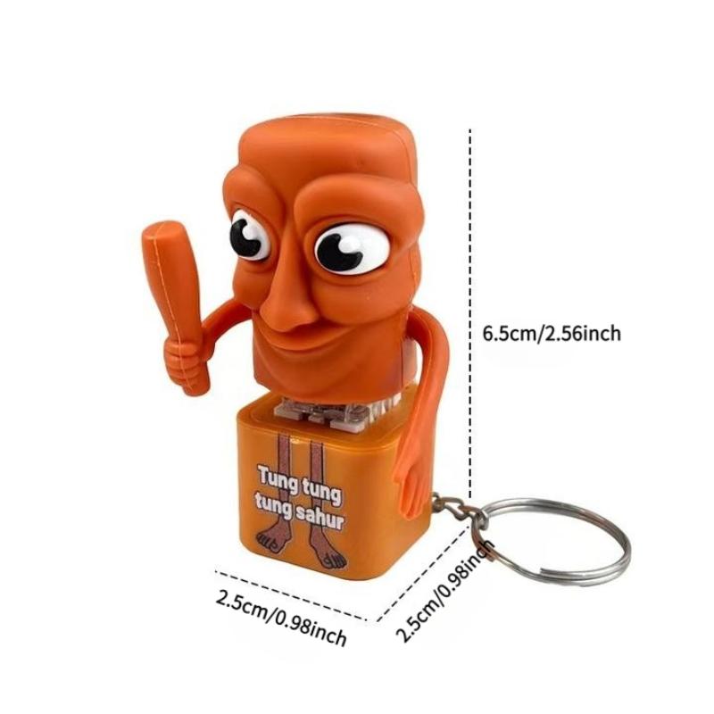Funny Italian Brainrot Tung Tung Sahur Realistic Sound Keychain, Viral Stress Relief Press-Button Fidget Toy Gift for Adults and Kids