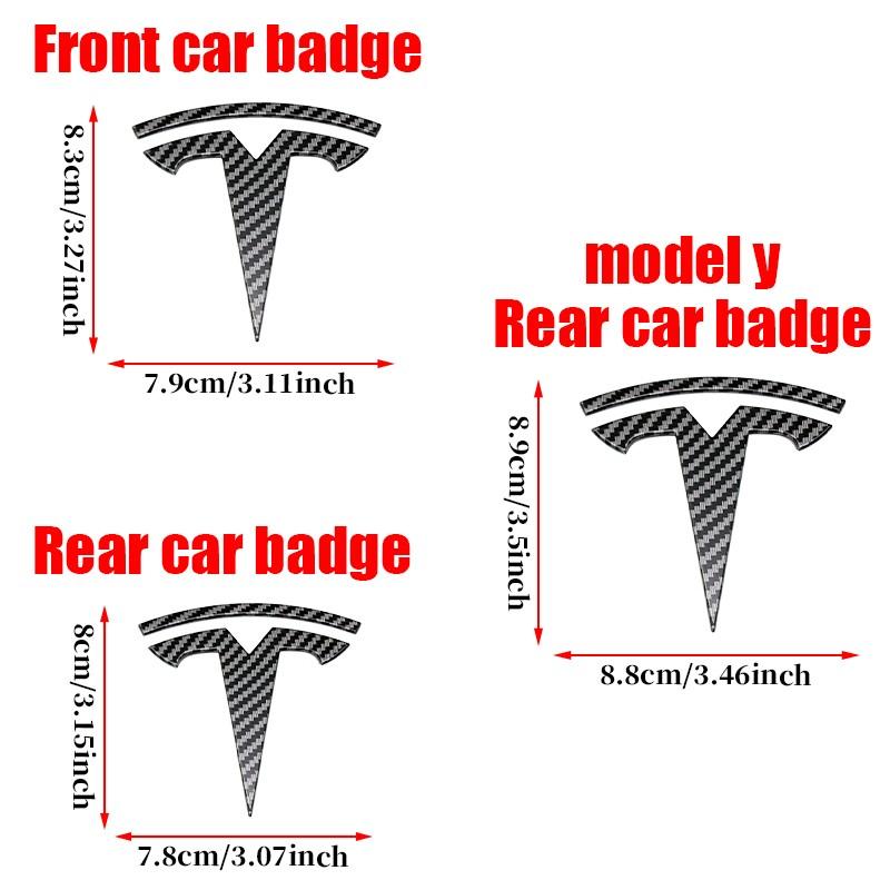 Tesla Car Front & Rear Emblem, Hood Decoration, Scratch-Resistant Reinforced Badge, Replacement Logo for Model 3/y/s/x, Exterior Modification Parts