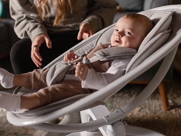 HARPPA Weddell Orbit Electric Baby Swing, 5 Swing Speeds, Elevated Eye-Level Seat, Touch & Remote Control, Music Connectivity, Ergonomic Design & Lightweight Frame