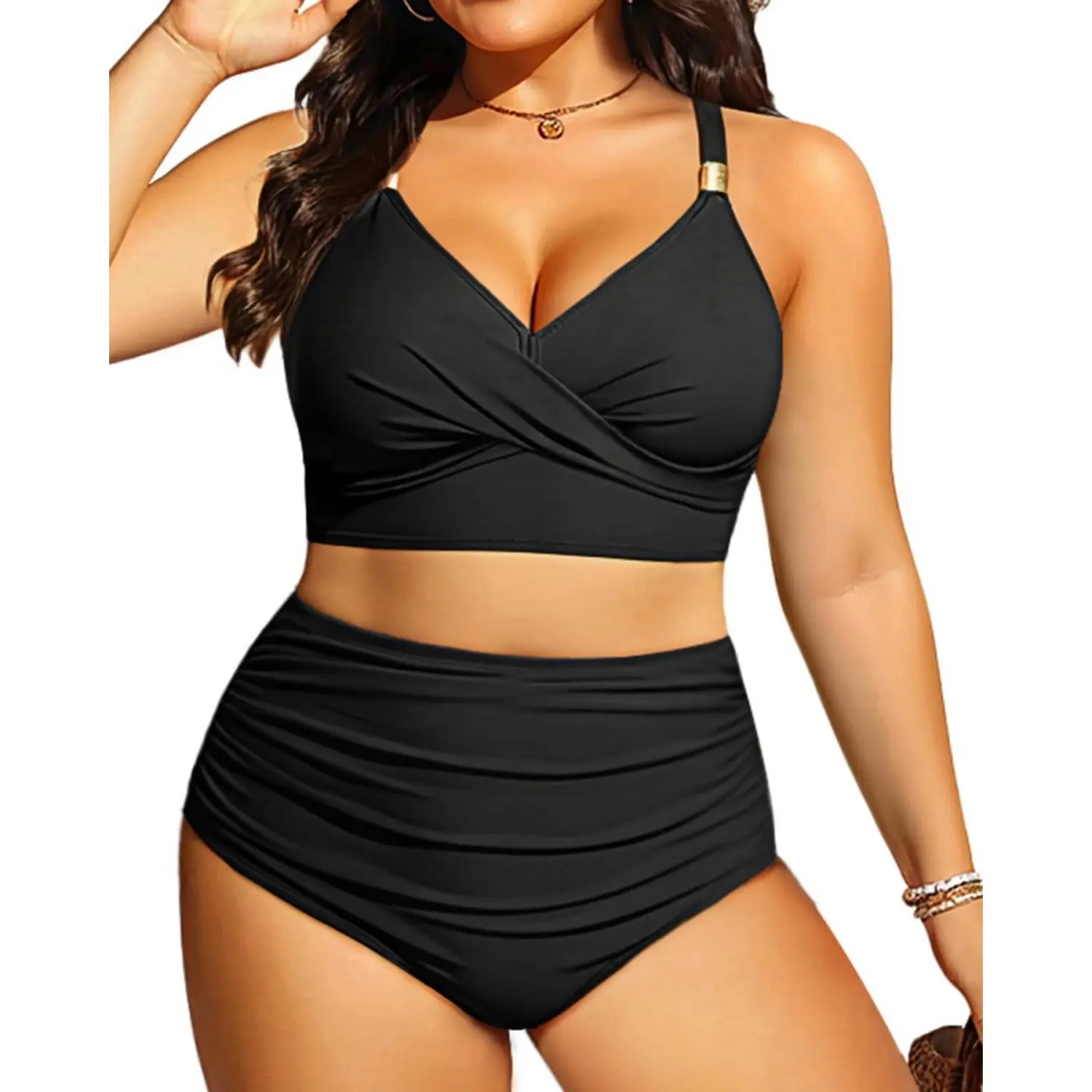 Aqua Eve Plus Size Two Piece Swimsuit - Women High Waisted Bikini Tummy Control Bathing Suit 2026 Swimwear
