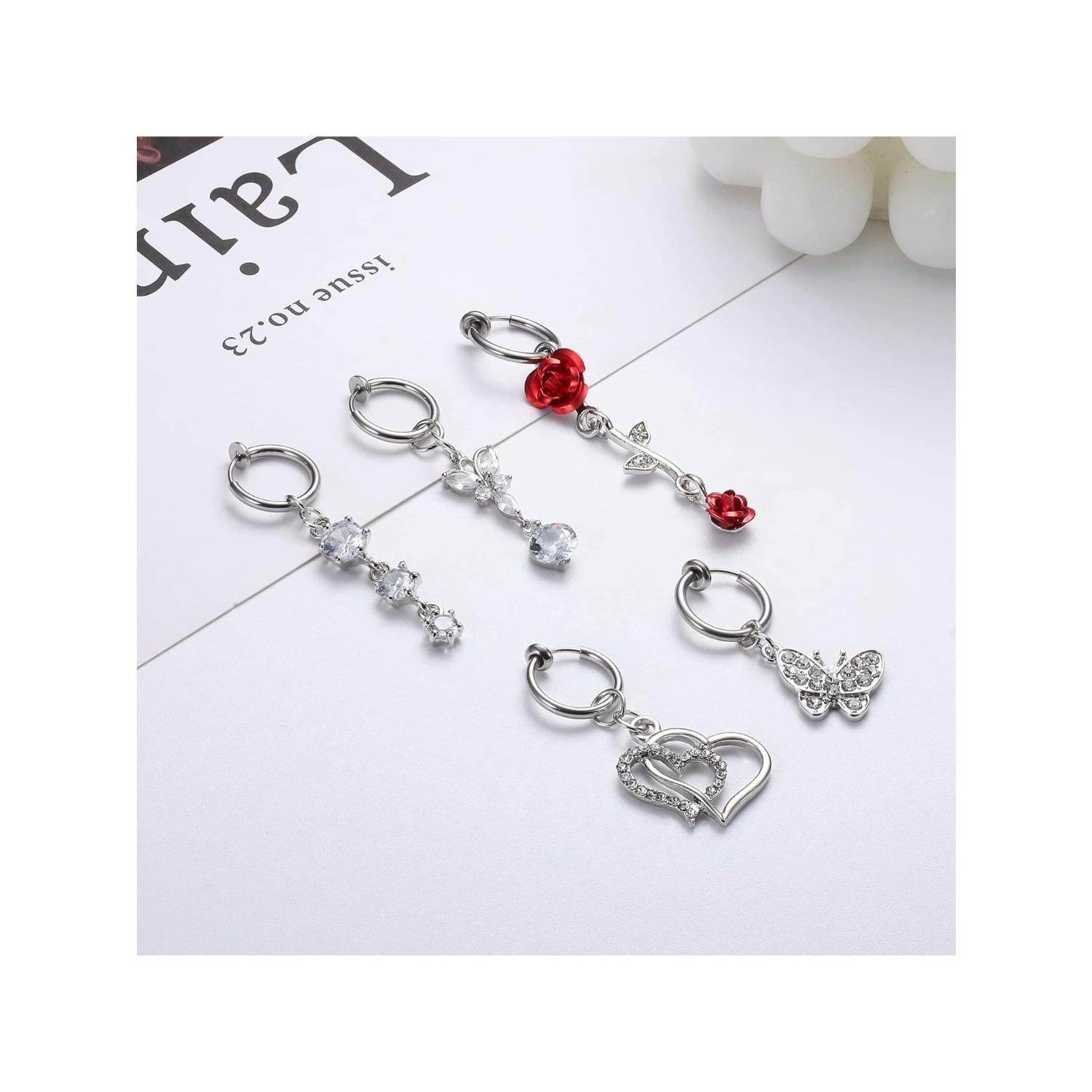 5 Pcs Clip on Belly Button Rings Non Piercing Clip on Navel Rings Faux Belly Button Rings Faux Navel Piercing Fake Belly Button Rings Fake Belly Piercing Jewelry