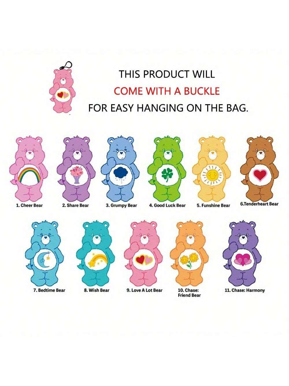 Care Bears Officially Licensed 3D Cute Doll Blind Bag Keychain Blind Box Key Ring Cheer Friend Wish Bear Bedtime Bear Bag Clip Anniversary Birthday Christmas Halloween Surprise Gifts Surprise Bags  Key Chain For Friends Family Care Bears Fan Favorite