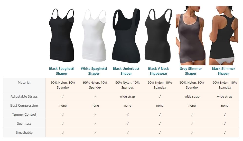 Women's Silky Fitted Snug High Stretch Fabric Tummy Control Waist Reduction Shapewear Tank Top - Comfy Compression Underwear Top for Day Wear