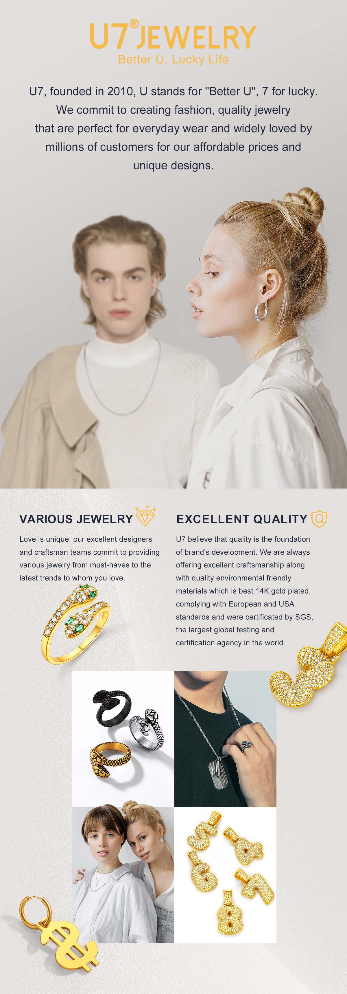 U7 30/40/60/70/80mm Hoop Earrings Bamboo Earrings for Women Stainless Steel Hip Hop Earrings for Party Fashion Jewelry