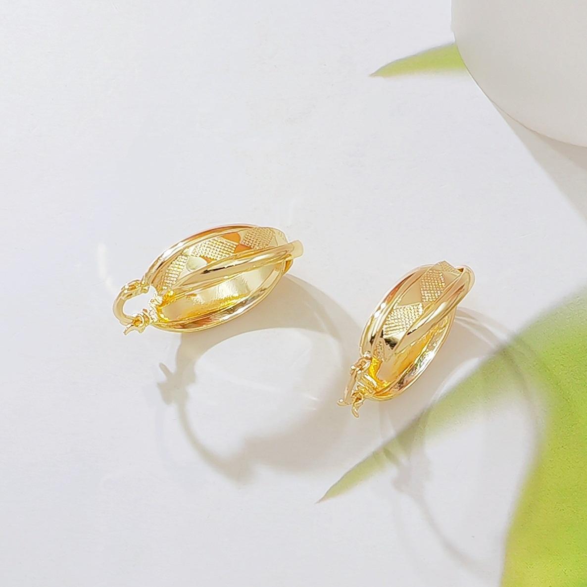 Gold Plated Chunky Hoop Earrings, Textured Geometric Diamond Cut Huggie Ear Studs, Statement Fine Jewelry, Anniversary Gift for Women & Teen Girls
