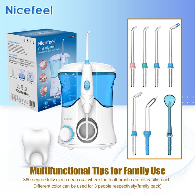Nicefeel Water Floss - Electric Tooth Water Floss for cleaning and braces cleaning, 10 pressures and 7 Tips, 600ml Water floss for home use Nicefeel Water Floss - Electric Tooth Water Floss for cleaning and braces cleaning, 10 pressures and 7 Tips, 600ml Water floss for home use