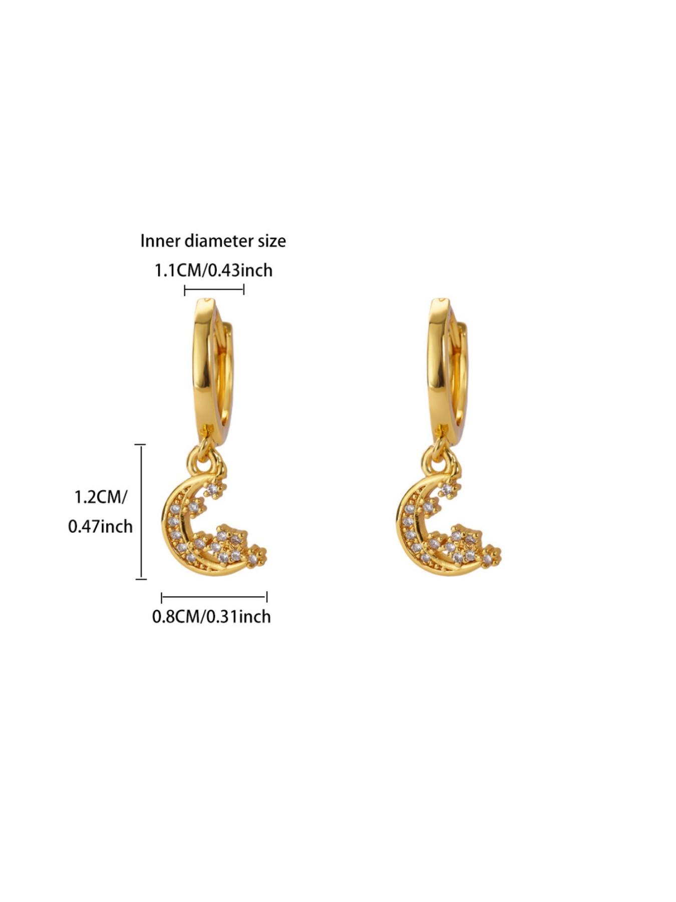 1 Pair Zircon Star Moon Earrings for Women 18K Gold Plated Dangle Drop Earrings Fashion Jewelry,Perfect Gifts for Birthday,Party,Wedding,Anniversary,Mother's Day,Vacation,Daily