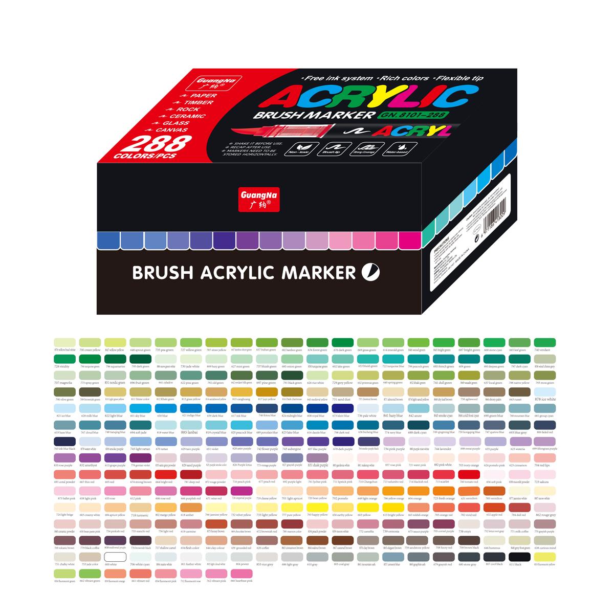 Direct Liquid Acrylic Paint Pens, 12-240 Colors, Soft Brush Tip, Water-Based Markers, for Fabric, Canvas, Rock, Glass, Wood, Paper