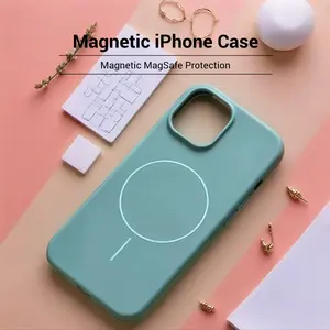 Magnetic iPhone 15 Case, Supports Magsafe, Wave Blue Military Grade Drop Protection, Matte Finish, Shockproof, Anti-Fingerprint