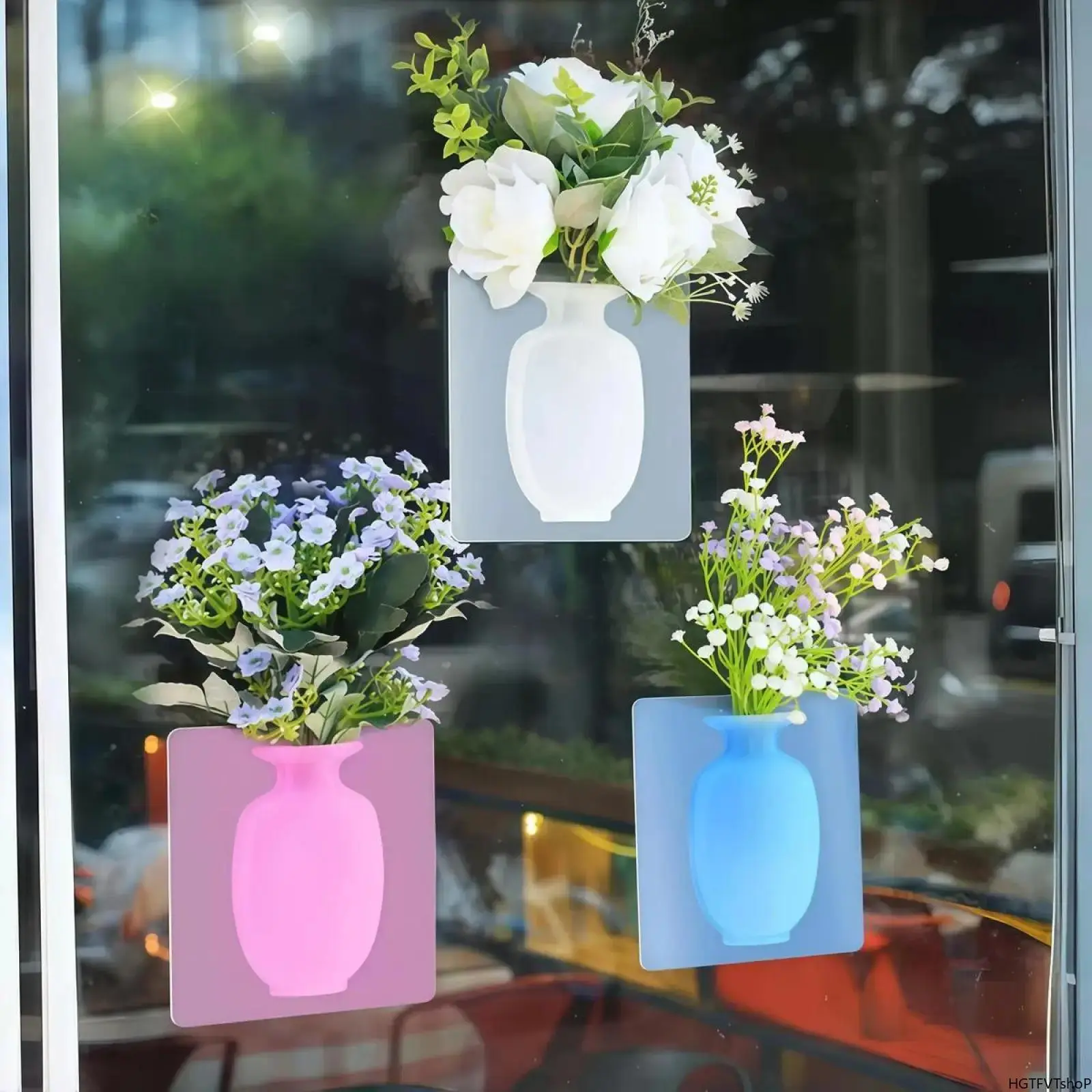 Magic Silicone Self-Adhesive Stick-On Vase - Removable Reusability Flower Pot, Glass Decorative Ornament for Refrigerator Doors, Windows, Ideal Gift for Women’s Crossbody & Shoulder Bags Enthusiasts, 1 Pcs