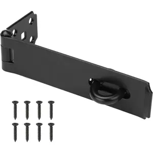 7-1/2" Heavy Duty Door Lock Hasp Latch, 1/8" Thicker Iron Gate Hasp Safety Packlock Clasp with Lengthen Screws for Outdoor Doors, Gates, Shed, Drawers, Cabinets, Black