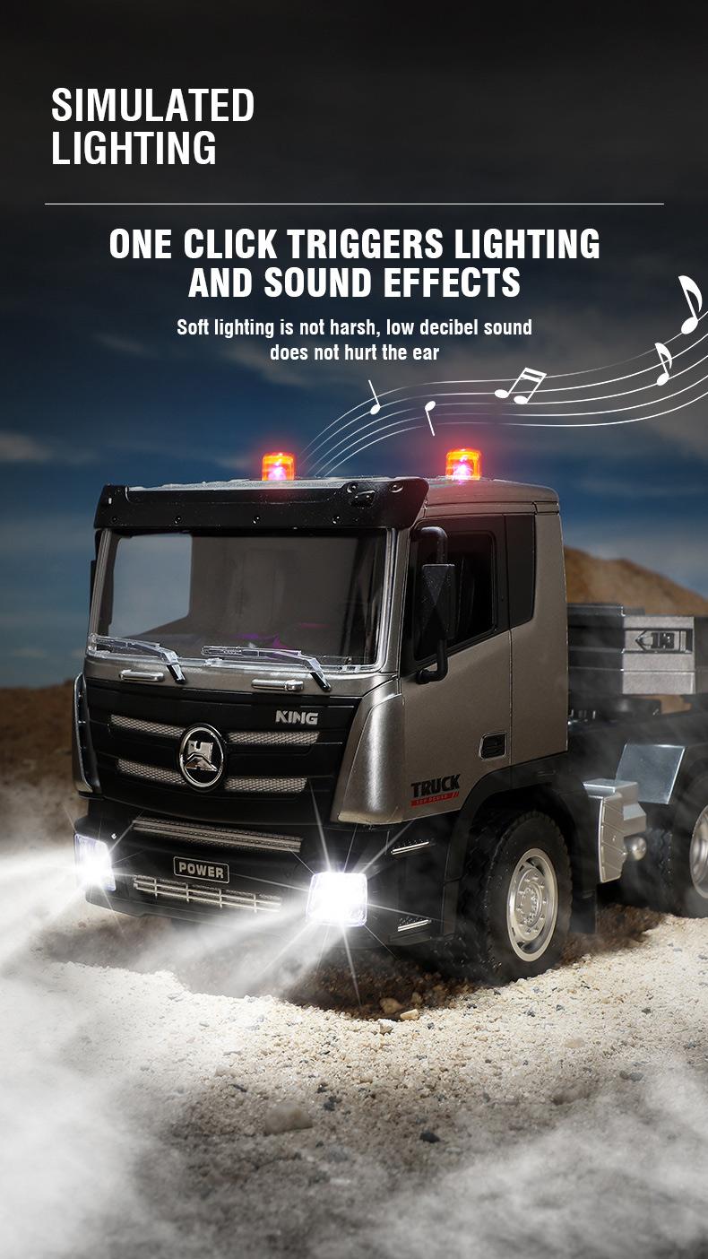 Remote Control Semi Truck & Excavator Set, 2.4Ghz Remote Control Toys, Semi-Trailer Engineering Tractor With Sound and Lights, Construction Vehicles for Boys