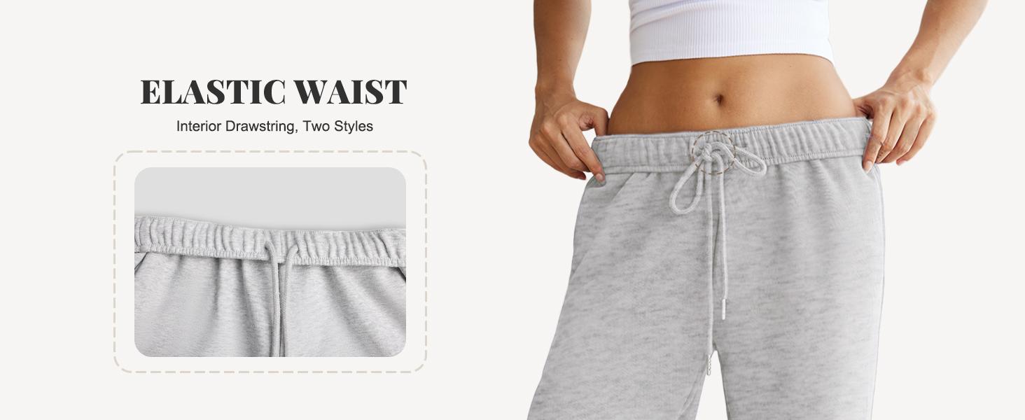 Dlooda Women's Wide Leg Sweatpants with Pockets Elastic Waisted Lounge Casual Trousers in 3+ Colors Y2K Style Loose Fit Bottoms for Daily Wear Cotton Polyester Fabric Minimalist Design - Womenswear pants women SpringStatements