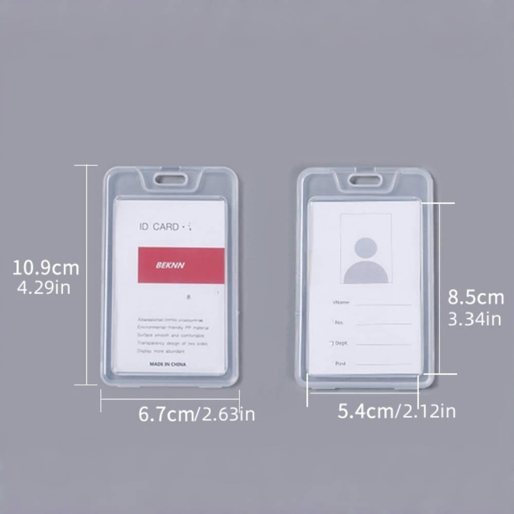 5pcs Waterproof Transparent ID Badge Box, Protect Bank Cards and Ids, Re-Sealable Zipper, Lanyard, Plastic Clip, Office School Travel