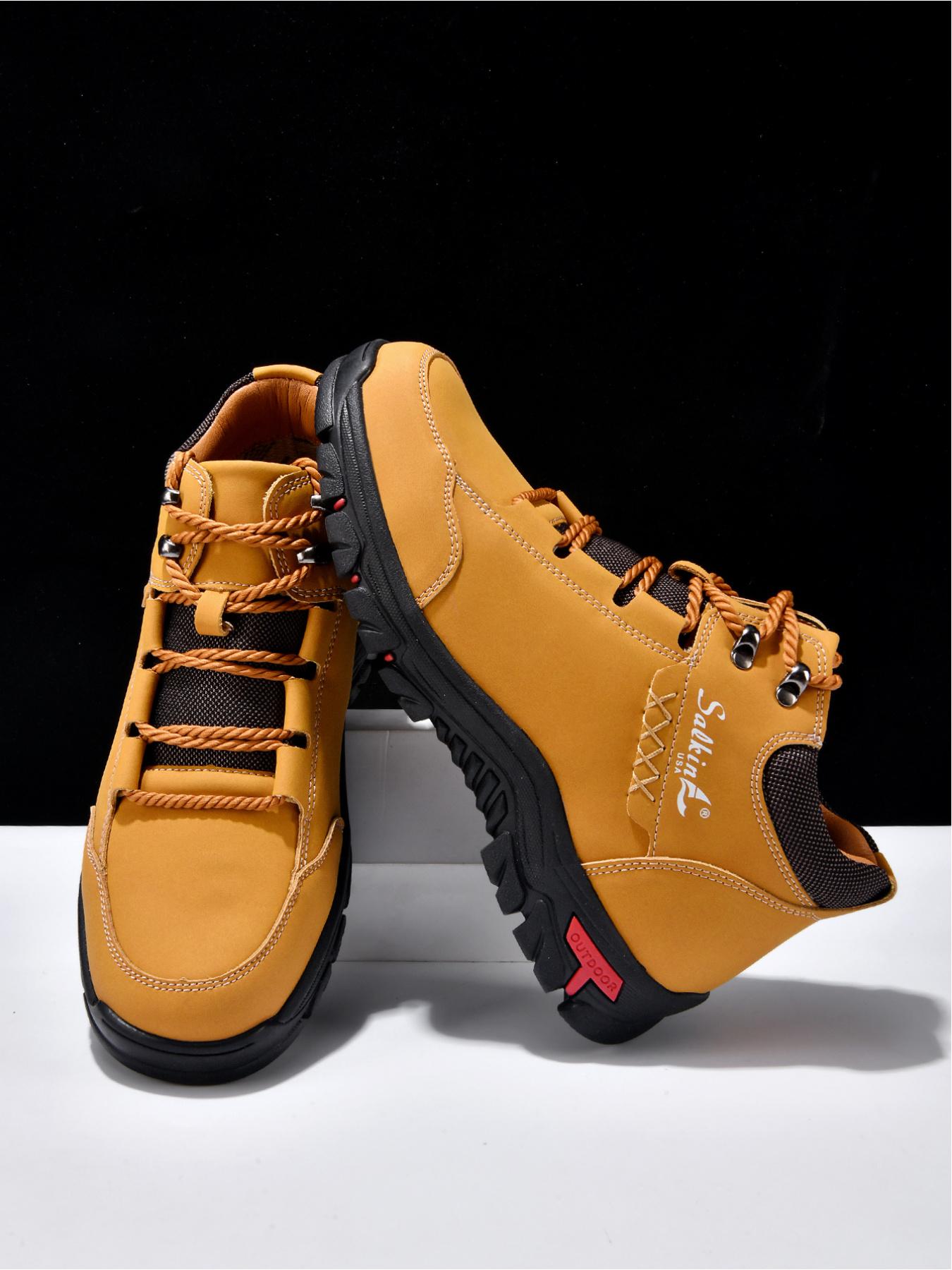 Men's High-Top Outdoor Hiking Boots, Non-Slip Wear-Resistant Work Boots, Lightweight Casual Trekking Shoes