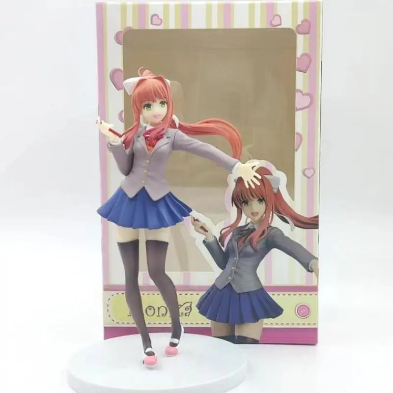 Hot Doki Doki Literature Club! Monika Sayori Student Uniform Cute Pretty Girl Figurine Anime Toy Model