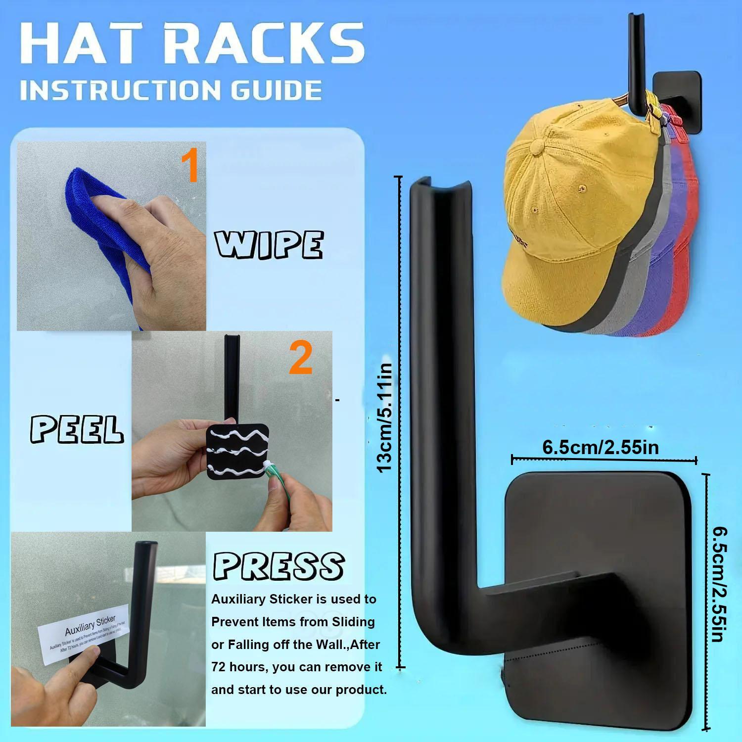 Punch-free Hat Storage Hook, 4 Counts Hanging Plastic Hook for Keys Hat Towels, Self-adhesive Hook for Entryway Hallway Bathroom Bedroom, Bathroom Accessory, Summer Gift