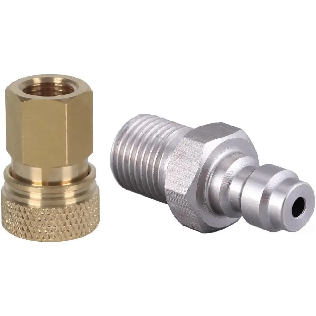 Hazard-Free Low-Risk Safe 8mm Quick Disconnect to 1/8 NPT Adapter Set, Screw Connector QD Fitting Plug for High Pressure Air Compressor, PCP Rifles Hand Pump Paintball Charging Fill Whip Hose