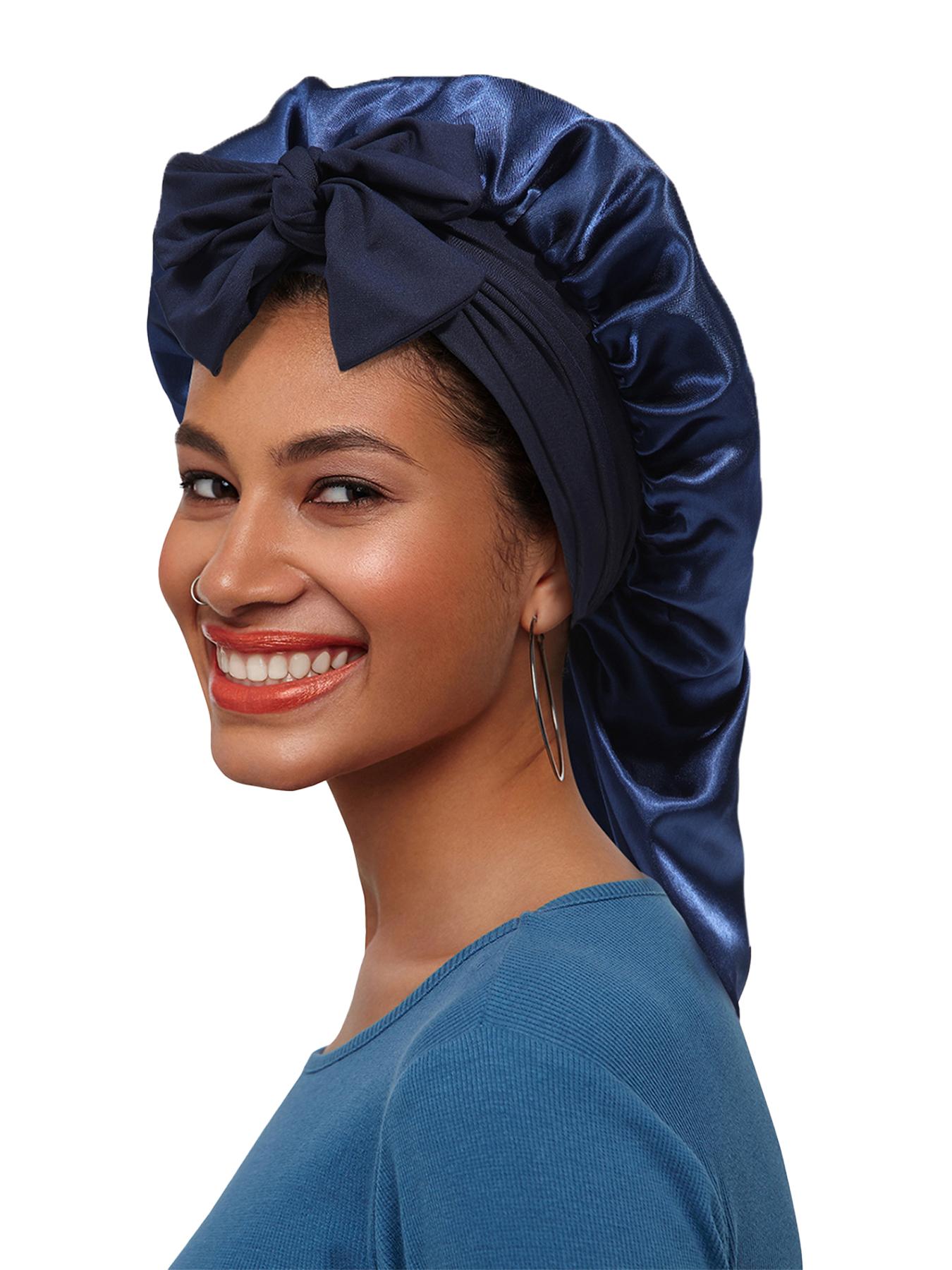 Women's Long Adjustable Hair Bonnet Satin Sleep Cap, Casual Fitted Hair Protection Hat, Suitable for Long Curly Hair, All Seasons Wear