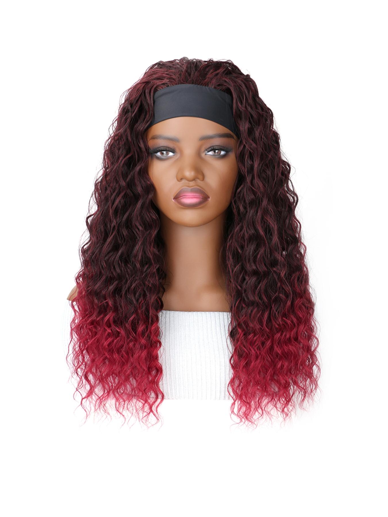 Deep Wave Headband Wig Synthetic Glueless No Lace Curly Wigs For Women Daily Wear Fluffy Effortless Wig