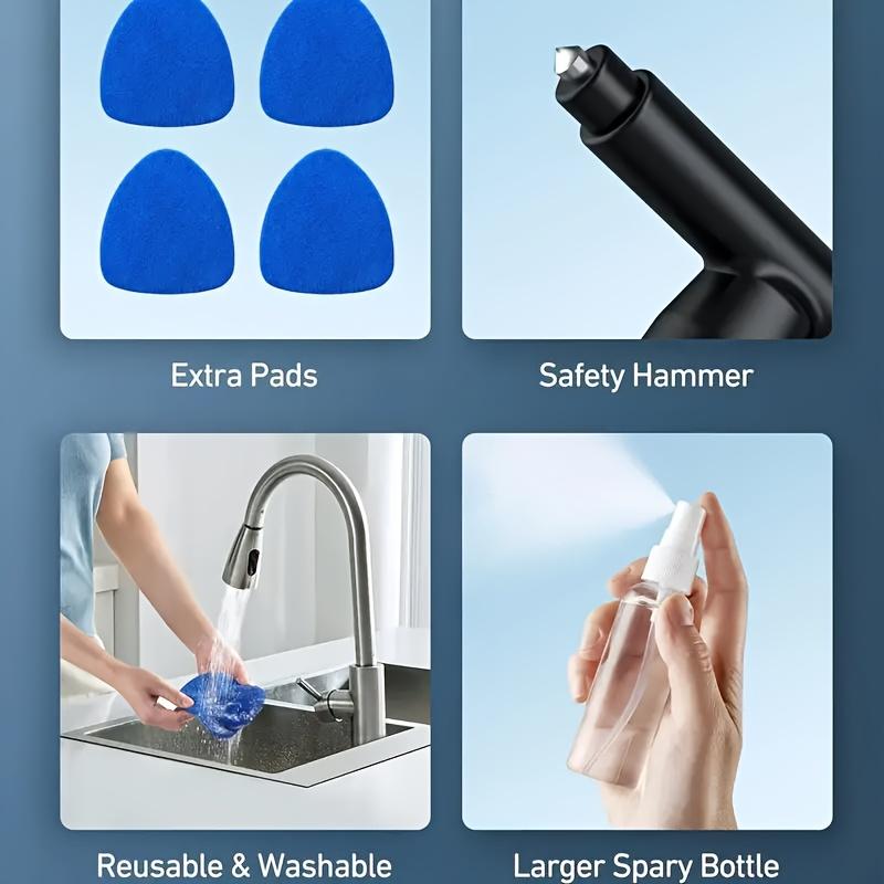 8pcs Windshield Cleaning Kit, Car Cleaning Supplies, Including 5 Reusable And Washable Microfiber Pads And Car Windshield Wiper Set with Retractable Handle