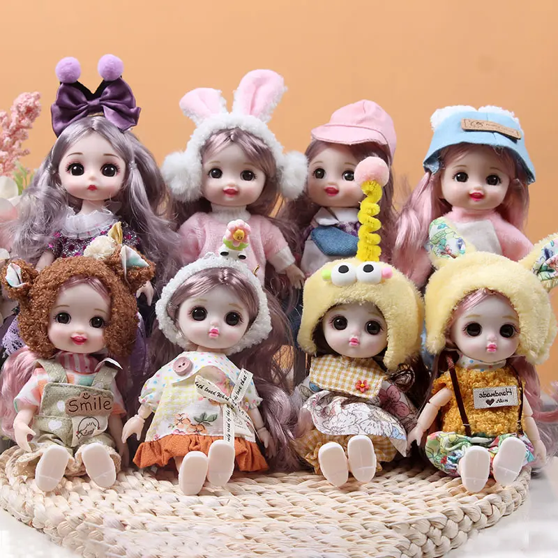 17cm Dream BJD Doll Set New Style Fashion Doll with Movable Joints Dress Up Doll for Girls Kids Toys Gift