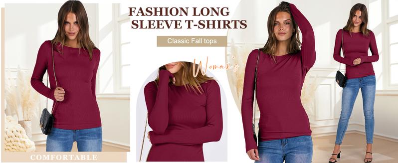 ANRABESS Women Long Sleeve Crewneck Rib Knit Slim Fit Shirts Basic Tee Tops 2025 Casual T-Shirt Going Out Workout Outfits Womenswear Knitwear ANRABESS Women Long Sleeve Crewneck Rib Knit Slim Fit Shirts Basic Tee Tops 2025 Casual T-Shirt Going Out Workout Outfits Womenswear Knitwear