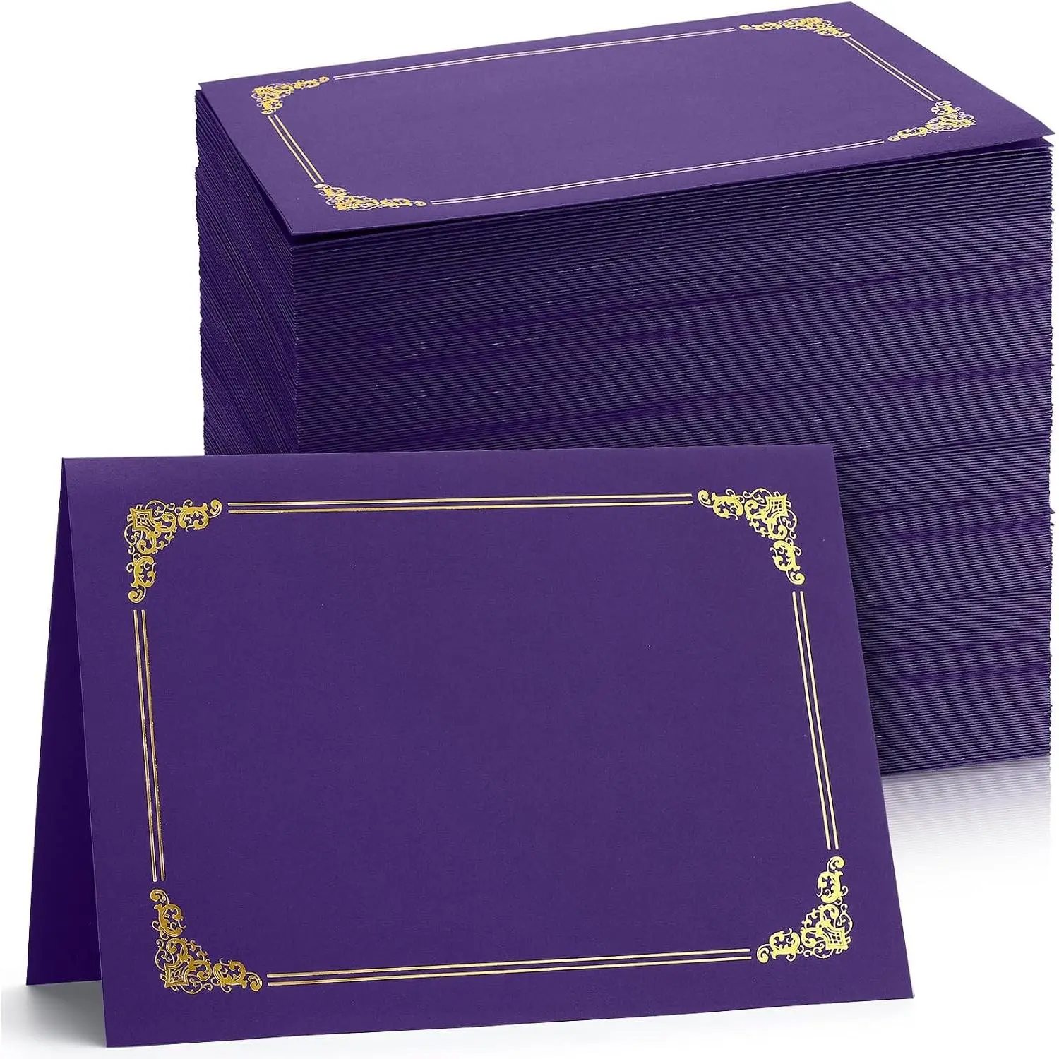 80 Pieces Certificate Holders Diploma Holders Document Holder Certificate Covers Certificate Folders with Gold Foil Border for Letter Size 8.5 x 11 Inches Diploma Documents Awards (Purple)