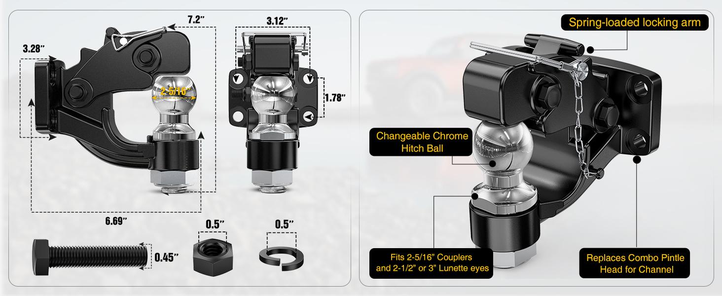 Nilight Pintle Hook Trailer Hitches Receiver Hook Combination 2-5/16” Hitch Ball with Mounting Kit, 14000LBS Black Bolt On Adjustable Powder-Coated Outdoor dealsforyoudays Nilight Pintle Hook Trailer Hitches Receiver Hook Combination 2-5/16” Hitch Ball with Mounting Kit, 14000LBS Black Bolt On Adjustable Powder-Coated Outdoor dealsforyoudays