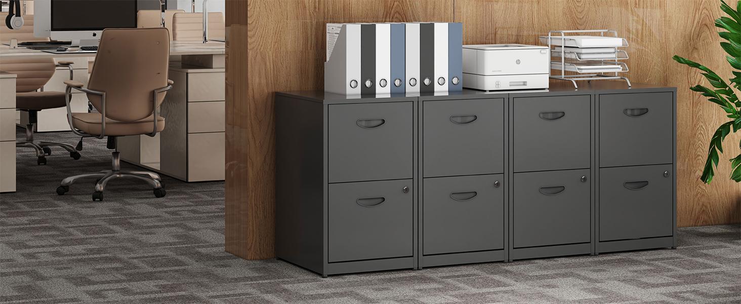 2 Drawer File Cabinet Metal Storage Filing Cabinet with Lock for Home Office Organizer Books Speciality Office Furniture Rustproof Corrosion resistant