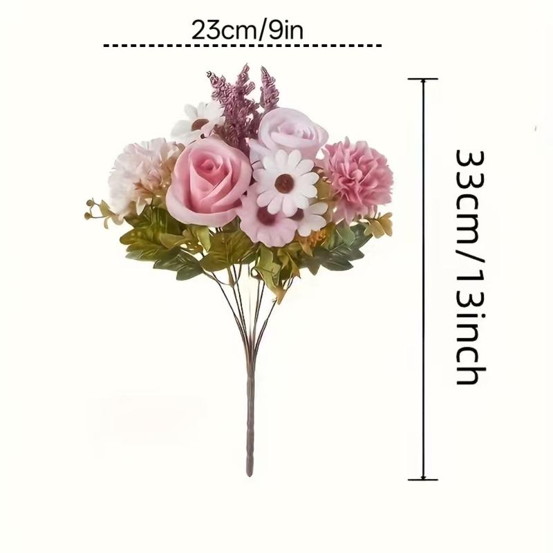 3-Stalk Artificial Rose Bouquet by AVTCLDY - Realistic pink and white roses with greenery, easy-care artificial flowers, Fake Flower, suitable for weddings, Halloween, anniversaries - All-season indoor and outdoor decoration - Perfect housewarming gift