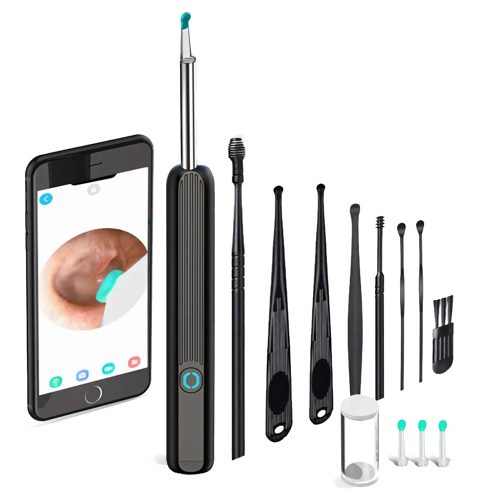 1080P HD Ear Cleaning Camera, Wireless Otoscope With 6 LED Lights, 7 Ear Picks And 5 Replacement Heads, Compatible With iOS And Android Phones, Visible Ear Cleaner for Personal Care And Home Use, Wireless Earwax Remover
