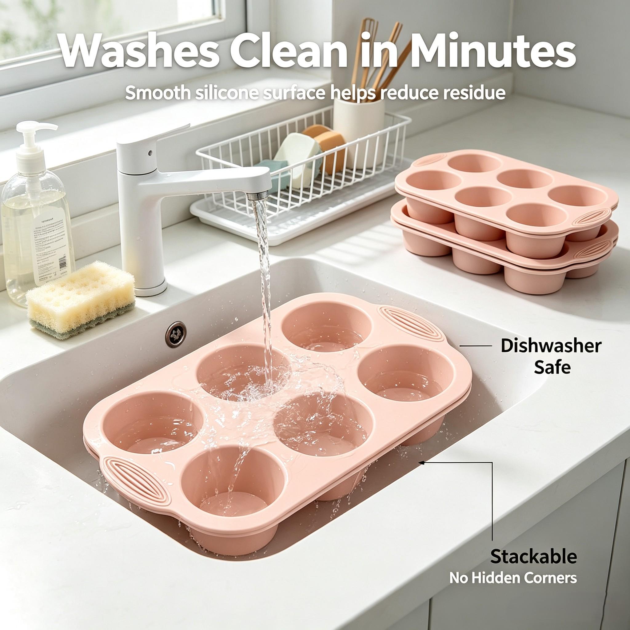 Food Grade Silicone Six-Cavity Cake Mold, Reusable Baking Mold for DIY Cookies, Muffins, Desserts, Perfect for Home Bakers