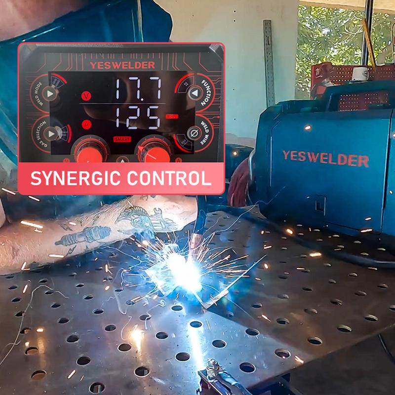 YESWELDER YWM-160 Gas Gasless MIG Welder 160Amp | 110/220V Dual Volts, Smart MIG, Digital Display | Gas/Flux Core/Lift TIG/Stick 4-in-1 Welding Machine