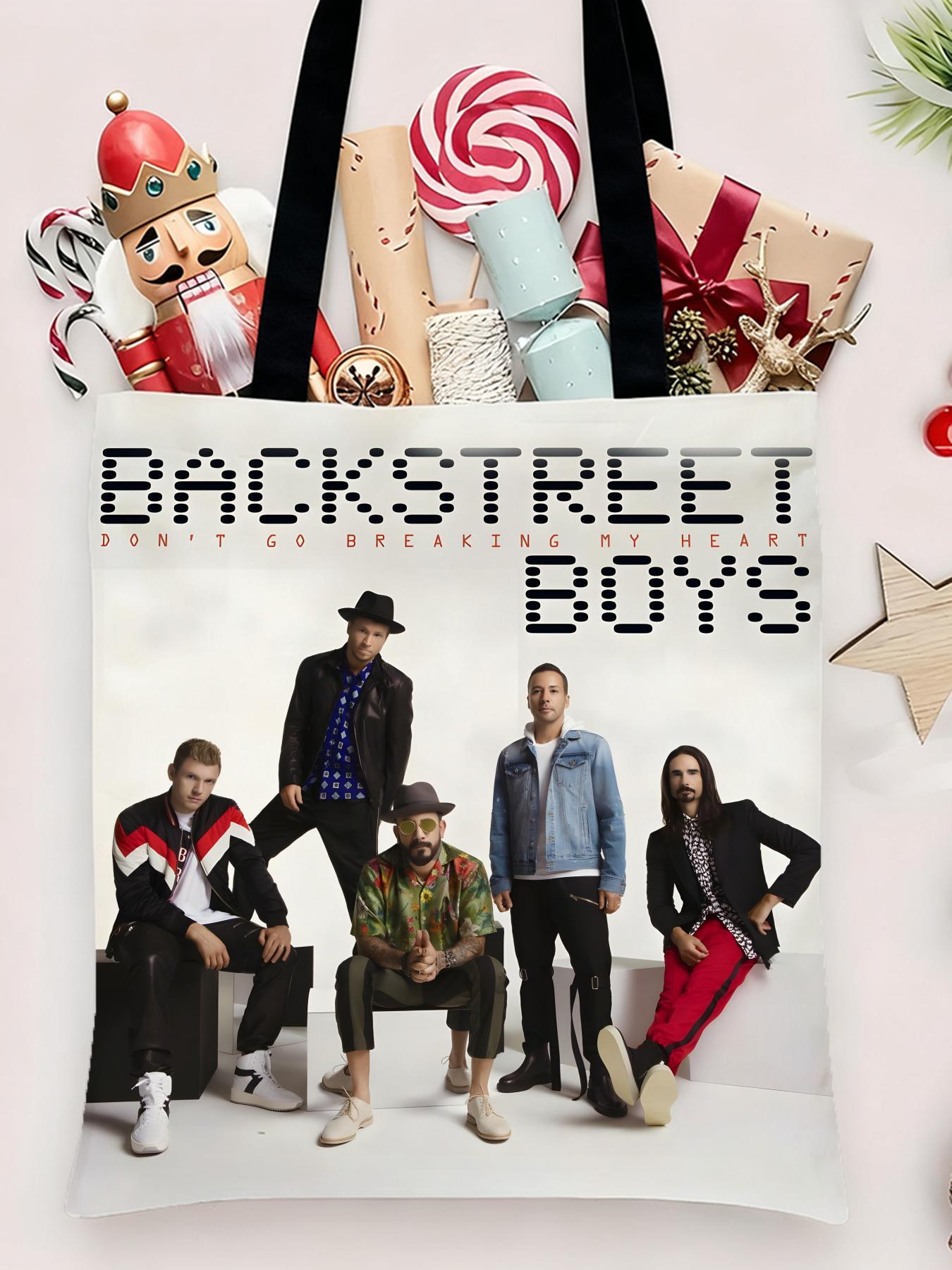 Backstreet Boys band Storage Bags Canvas Shopping Bag Christmas Party Tote Women's Handbag Festive Large Capacity Bag for Outdoor Picnic Party Travel Shopping Anime Crossbody Bags for Boys Girls Students Simple Tote