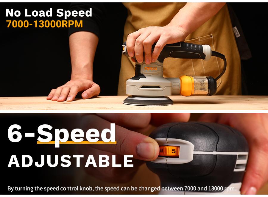 DEKO 3-in-1 300W Electric Orbital Sander Tool Speeds Adjustable Dust Collection Sandpapers For Wood Home Improvement DIY Projects Gift Buffing Machine Springtok Portable Polishing