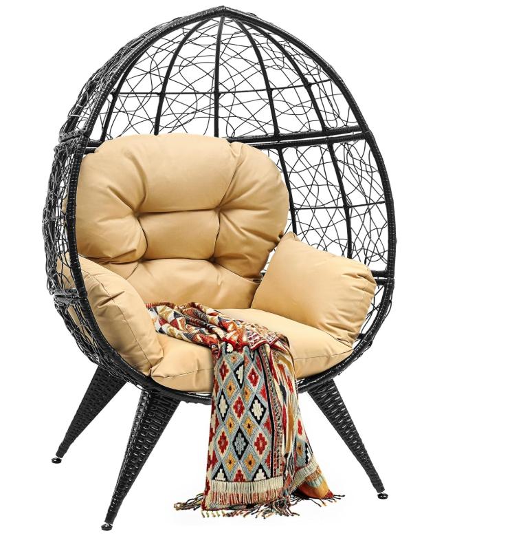 Yitahome Hanging Egg Chair with Cushions, Swing Egg Chair with Stand, Wicker Hammock Egg Chair for Indoor Outdoor Balcony Patio Garden Poolside Bedroom, Outdoor Furniture