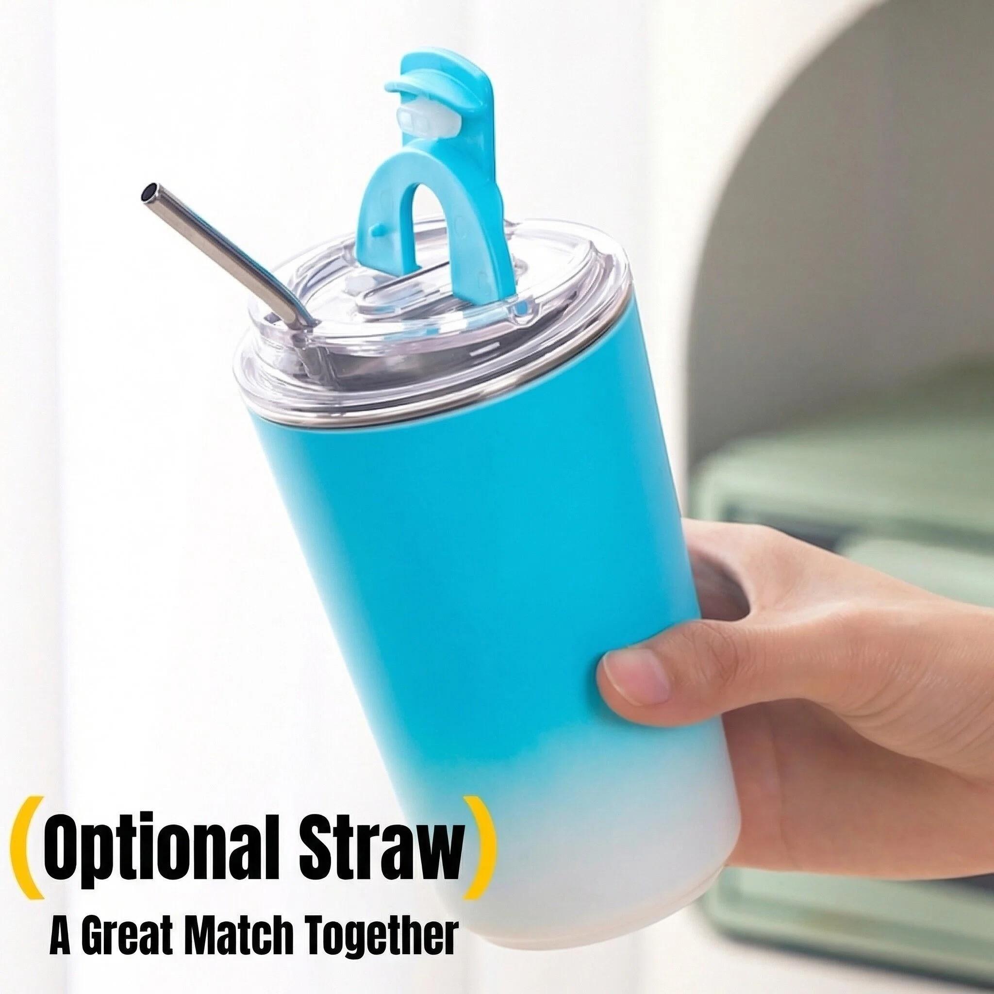 304 Stainless Steel Coffee Cup with Straw, American Cold Hot Water Cup, Office Mug, Car Portable Travel Cup, Mkb20260407