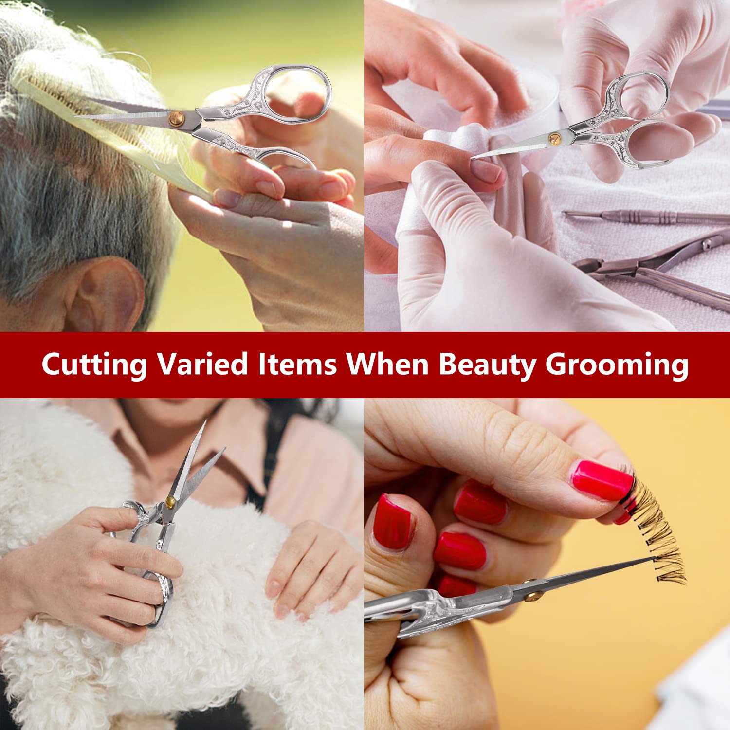 Retro Embroidery Sharp Scissors Set, Craft Sewing Scissors with Pointed Tips, Multi-purpose Detail Beauty Scissors for Office, Home, Kitchen, School