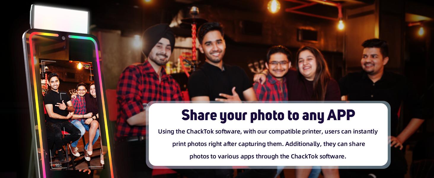 MWE 49" Magic Mirror Photo Booth – 32" Touch Screen, 1200W Selfie Camera, Built-in Dye Sublimation Printer (6-8"), RGB LED Strip Light, Chacktok App & Remote Control for Events